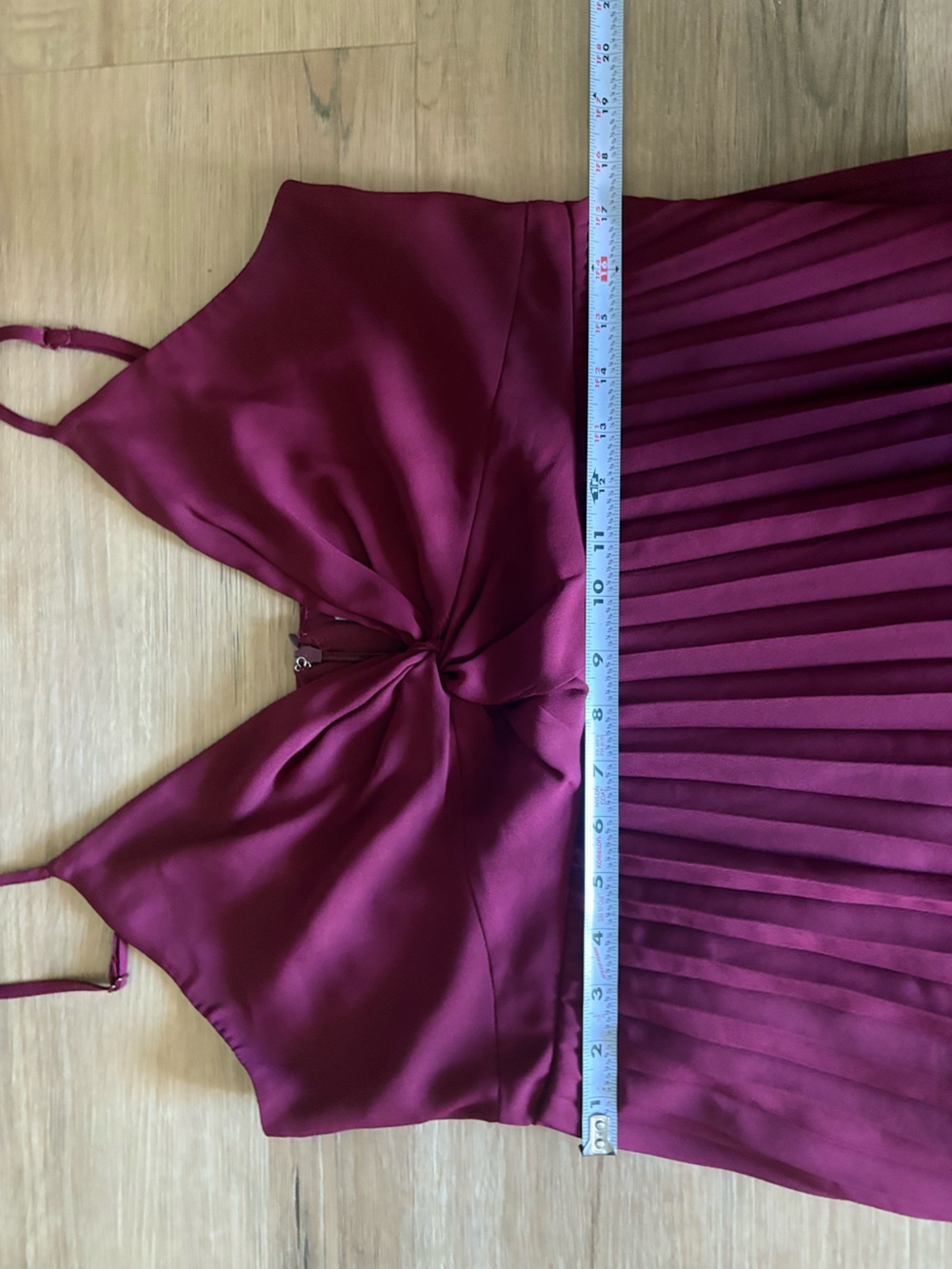 ASOS Pleated Midi Dress with Twist Front Detail in Plum size 12 - Picture 7 of 8